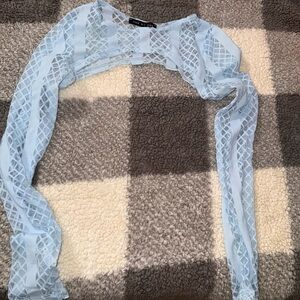 Sheer Blue Long Sleeve Crop Top